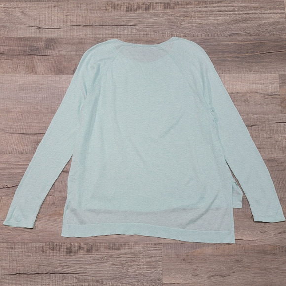 Eileen Fisher Tencel Organic Cotton Silk Blend Sweater Size Large Blue Coastal - Picture 2 of 6